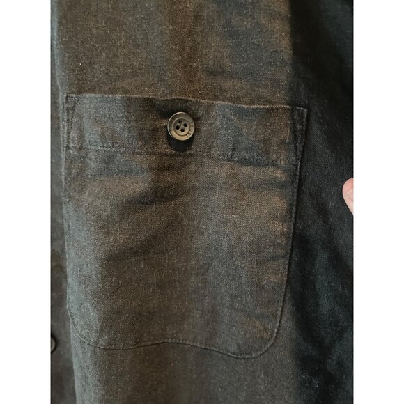 Trust Black Button-Up Shirt XL 55% Linen 45% Rayon Short Sleeve Casual With Pock - Picture 4 of 9